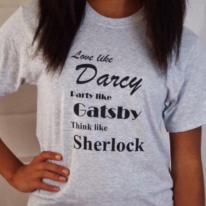 Darcy, Gatsby, Sherlock Tee. Unisex Small. New.
